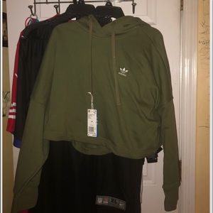 cropped olive green adidas hoodie open to offers